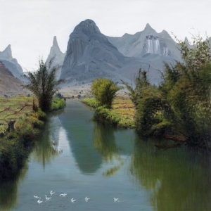 楊誠(chéng)油畫風(fēng)景作品《青青小河水》欣賞