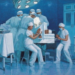 湯沐黎人物油畫(huà)作品《針刺麻醉》欣賞