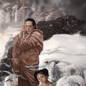 劉溢人物油畫作品《蘇武牧羊》拍賣成交價(jià)欣賞