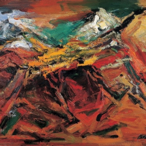 崔鳳東油畫抽象作品《山》系列之二拍賣成交價(jià)