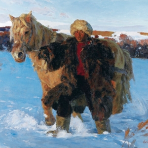 李思學(xué)油畫(huà)人物《夕陽(yáng)·雪地歌》欣賞
