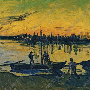 梵高油畫_港口傍晚風景_作品高清大圖下載