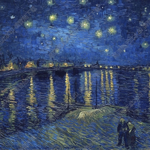梵高十大名畫_羅納河上的星夜_高清大圖下載