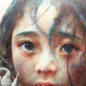 艾軒油畫_西藏小女孩 局部_作品高清下載