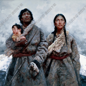 艾軒西藏人物油畫作品_圣山_高清大圖下載