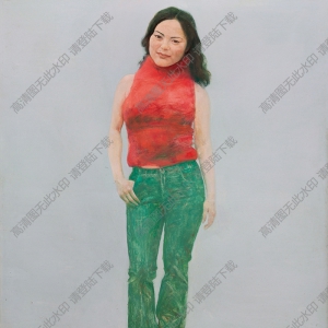 何多苓 油畫(huà)《紅衣半濤》高清大圖1下載