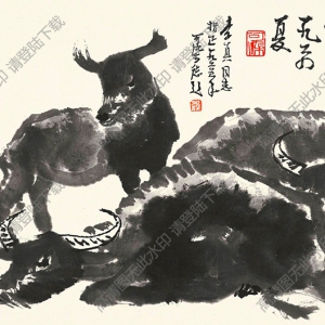 李可染的畫_一家三牛_高清大圖下載