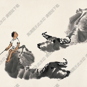 李可染的畫_歸渡圖_高清大圖下載