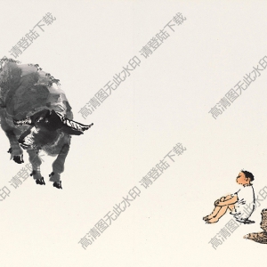 李可染的畫_草坪放牧圖_高清大圖下載
