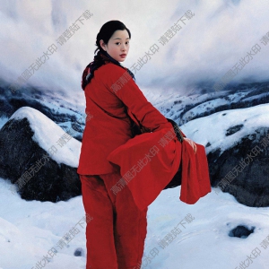 王沂東油畫_挎籃子的紅衣新娘_高清大圖下載