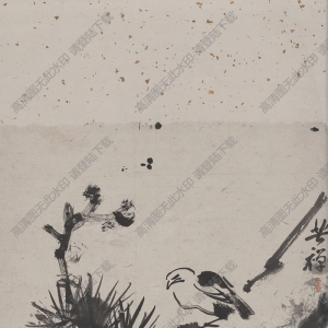 李苦禪國(guó)畫(huà)_松林小鳥(niǎo)_高清大圖下載