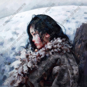 艾軒油畫_雪還在靜靜地落_高清大圖下載