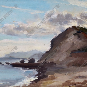 吳作人風景油畫_青島海濱_高清大圖下載