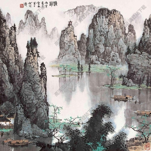白雪石_桂林山水_漁歸圖_高清圖片下載