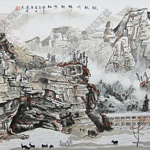 白雪石國畫_楓林丹柿相映紅_高清圖片下載