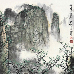 白雪石國畫_奇峰聳翠_高清圖片下載