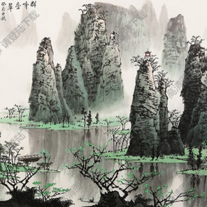 白雪石國畫_群峰疊翠_高清圖片下載