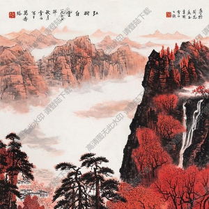 白雪石作品_紅樹白云_高清下載
