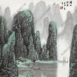白雪石_名畫_漓江歸漁_高清大圖下載