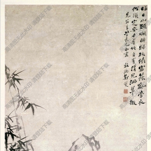清_鄭板橋_墨筆竹石圖軸_高清大圖下載