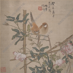清 任頤《花鳥冊(cè)頁(yè)》高清大圖下載