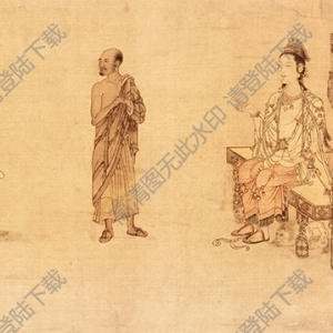 宋 劉松年《天女獻(xiàn)花圖》國(guó)畫高清大圖下載