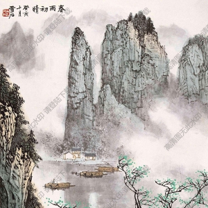 白雪石名畫_桂林山水春雨初晴_高清大圖下載