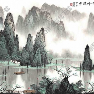 白雪石名畫_桂林山水畫_千峰競秀_高清大圖下載