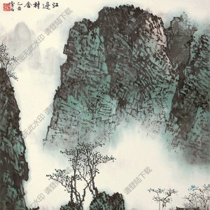 白雪石名畫_江邊村舍_山水畫_高清大圖下載