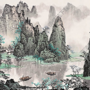 白雪石_水墨畫山水_漓江一曲千峰秀_高清大圖下載
