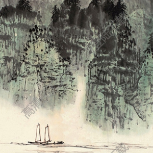 白雪石國畫作品_三峽帆影_高清大圖下載