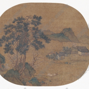 明 趙子俊《停舟訪梅圖》國(guó)畫(huà)高清大圖下載