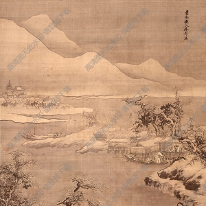 明 朱邦《寒江漁村圖 (雪江賣(mài)魚(yú)圖)》國(guó)畫(huà)高清大圖下載