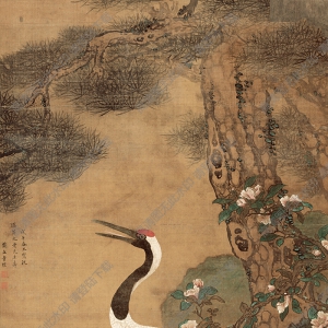明末 童塏《松鶴延年圖》國(guó)畫(huà)高清大圖下載