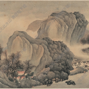 明 陳洪綬《花卉山水》-5國(guó)畫(huà)高清大圖下載