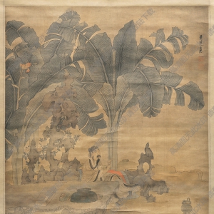 明 陳洪綬《蕉林酌酒圖》國(guó)畫(huà)高清大圖下載