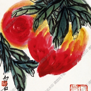 齊白石《紅桃》國畫高清大圖下載