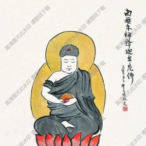 豐子愷國畫_南無本師釋迦牟尼佛_高清大圖下載