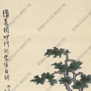 豐子愷國畫_清晨聞叩門_倒裳往自開_高清大圖下載