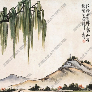 豐子愷名畫_折得荷花渾忘卻_空將荷葉蓋頭歸_高清大圖下載