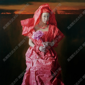 曾傳興 油畫(huà)《紅紙新娘·粉玫瑰》高清大圖41下載