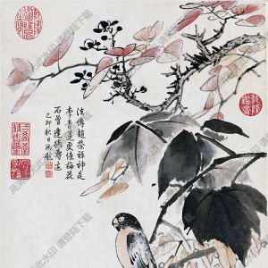 明 藍(lán)瑛《秋色梧桐圖》國畫高清大圖下載