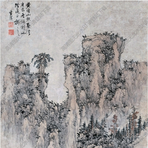 明末清初 藍(lán)瑛《仿黃鶴山樵山水》國畫高清大圖下載