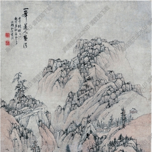 明末清初 藍(lán)瑛《仿一峰山水》國畫高清大圖下載