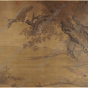 南宋 李迪《楓鷹稚雞圖》國(guó)畫高清大圖下載