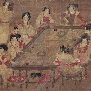 唐 佚名《宮樂(lè)圖》國(guó)畫高清大圖下載