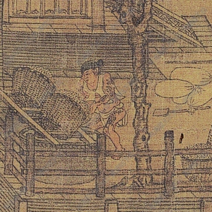 五代 佚名《無(wú)款閘口盤車》國(guó)畫高清大圖下載