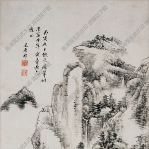清 王原祁《山水》-2國(guó)畫高清大圖下載