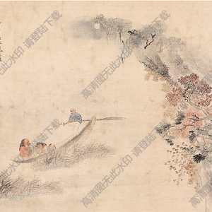 清 黃山壽《擬古山水》-1國(guó)畫(huà)高清大圖下載
