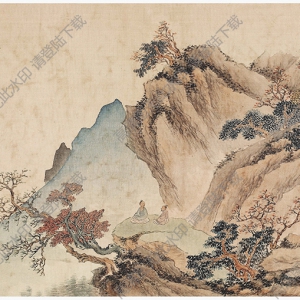 清 黃山壽《擬古山水》-4國(guó)畫(huà)高清大圖下載